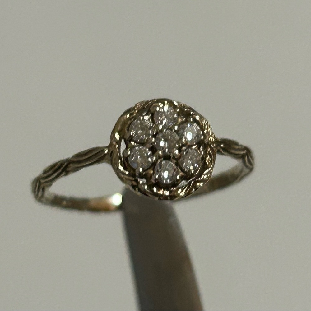 Digby & Iona Atreyu Ring, delicate 14K gold band with 7 natural diamonds